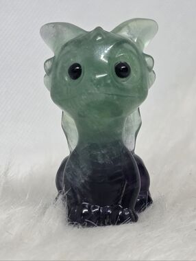 Fluorite Baby Dragon Carving 2.2” | Green Purple Crystal Dragon | Cute Fantasy